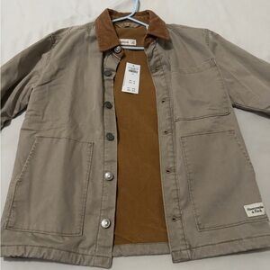 Abercrombie Kids Tan Jacket with Brown Collar